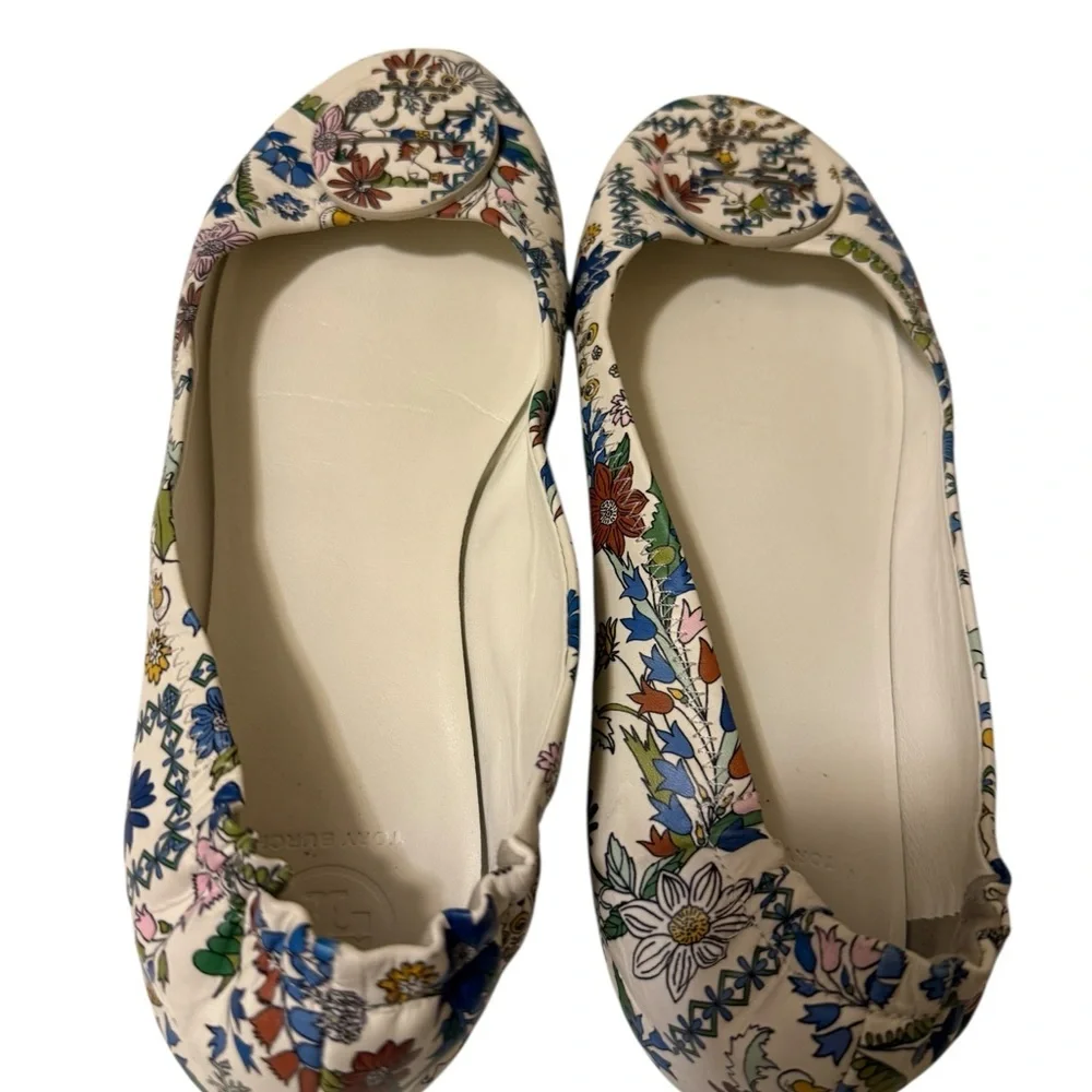 Tory Burch Minnie Ivory Meadow Folly Travel Ballet Flats, in great conditions